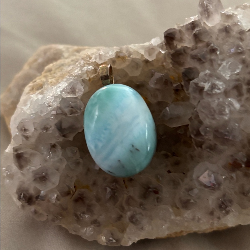 Larimar pendant direct from Dominican Republic set on sterling silver